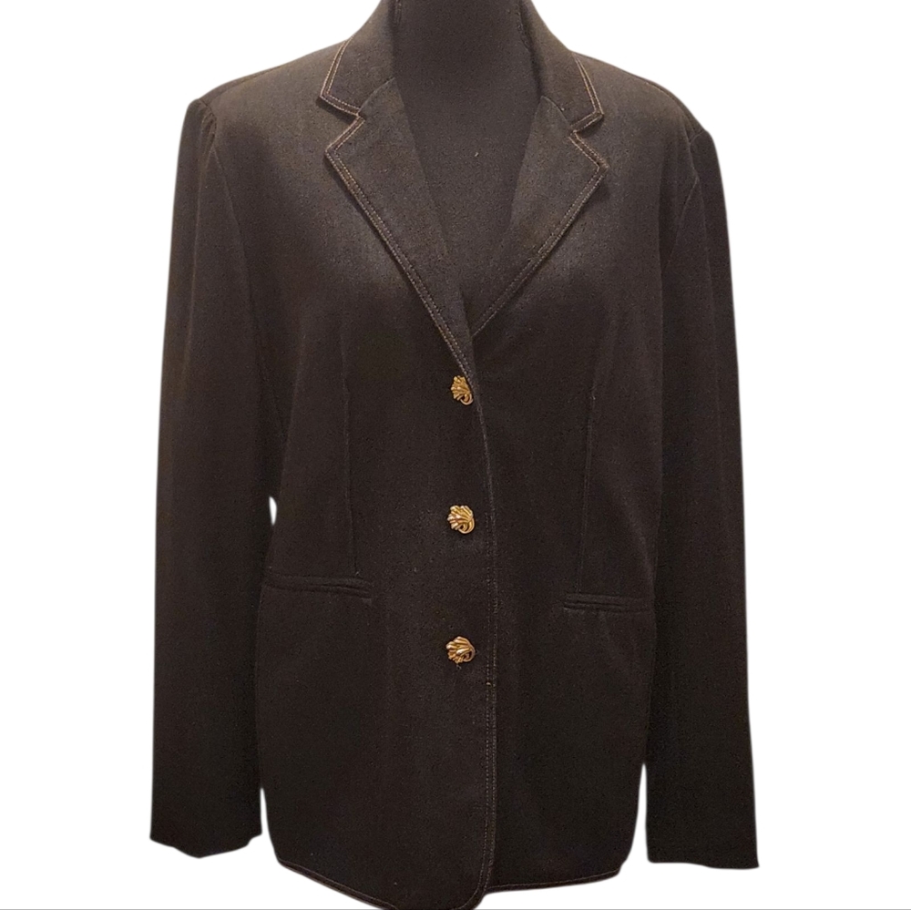 George Stretch Classic Black Blazer With Gold Hardware